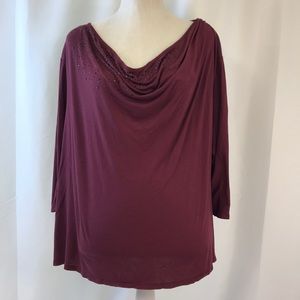 Jennifer Lopez Wine Colored Embellished Blouse 3X